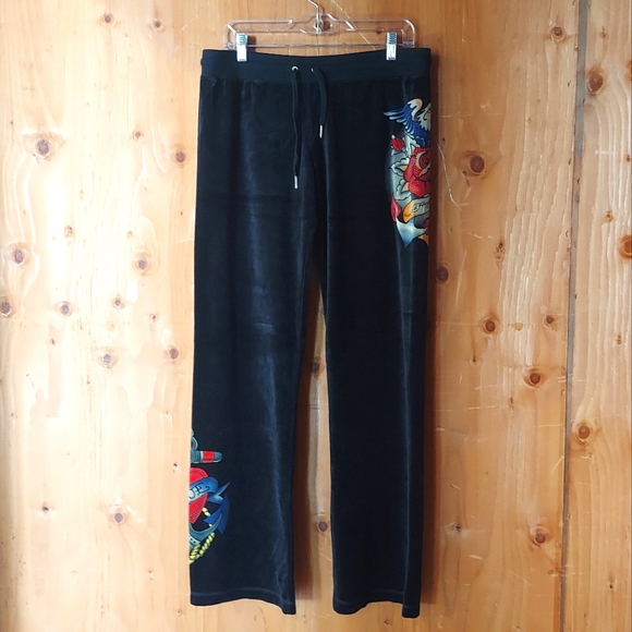Ed Hardy By Christian Audigier Pants - Ed Hardy By Christian Audigier Black Valor Eagle Themed Pants